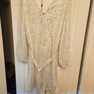 Sequin Dress with Tie Waist